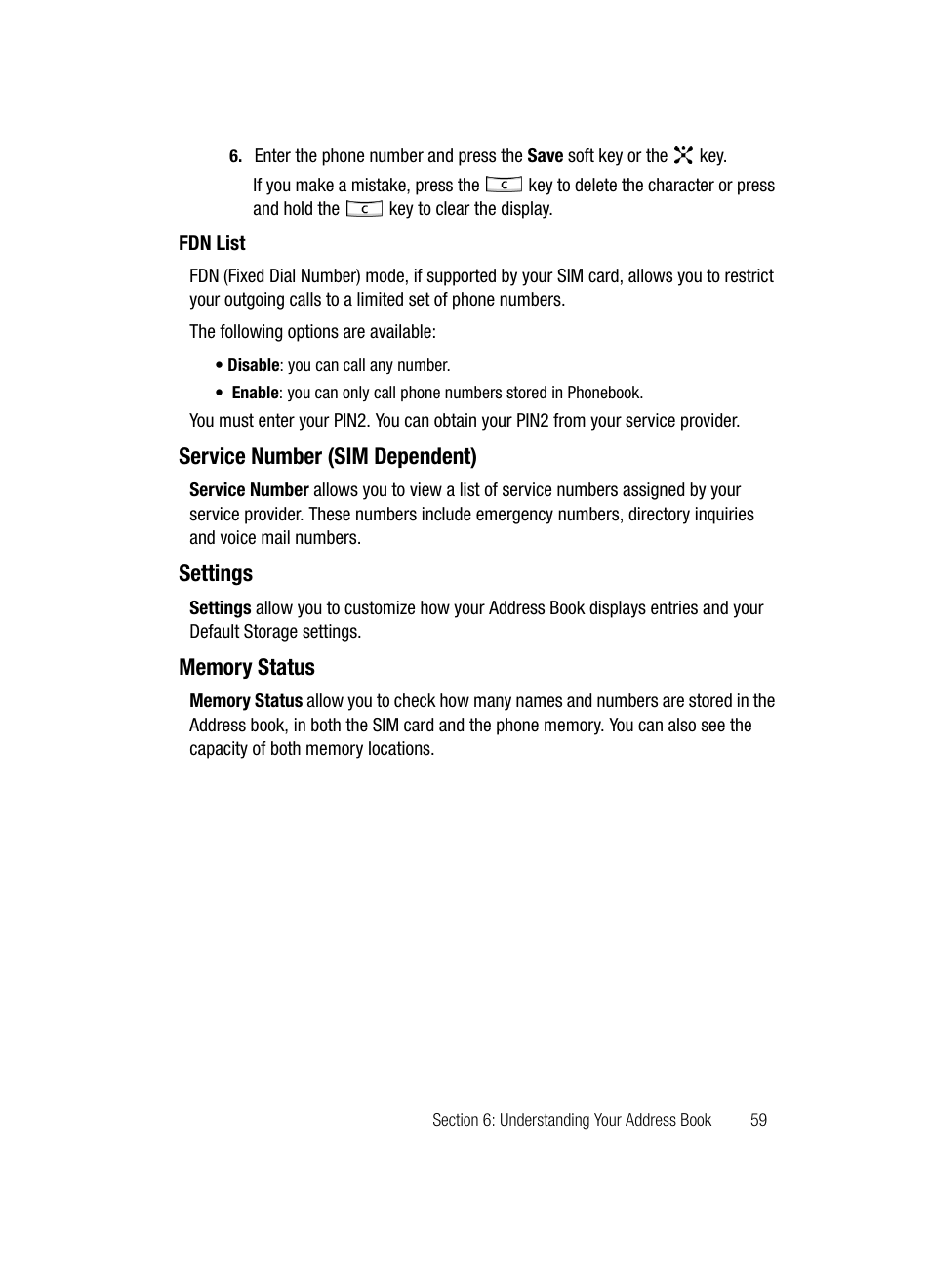 Service number (sim dependent), Settings | Samsung SGH-ZX20ZKACIN User Manual | Page 59 / 179