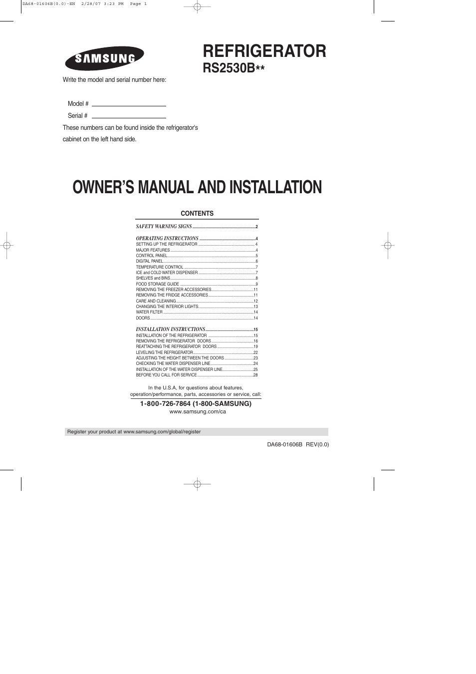 Samsung RS2530BWP-XAC User Manual | 30 pages