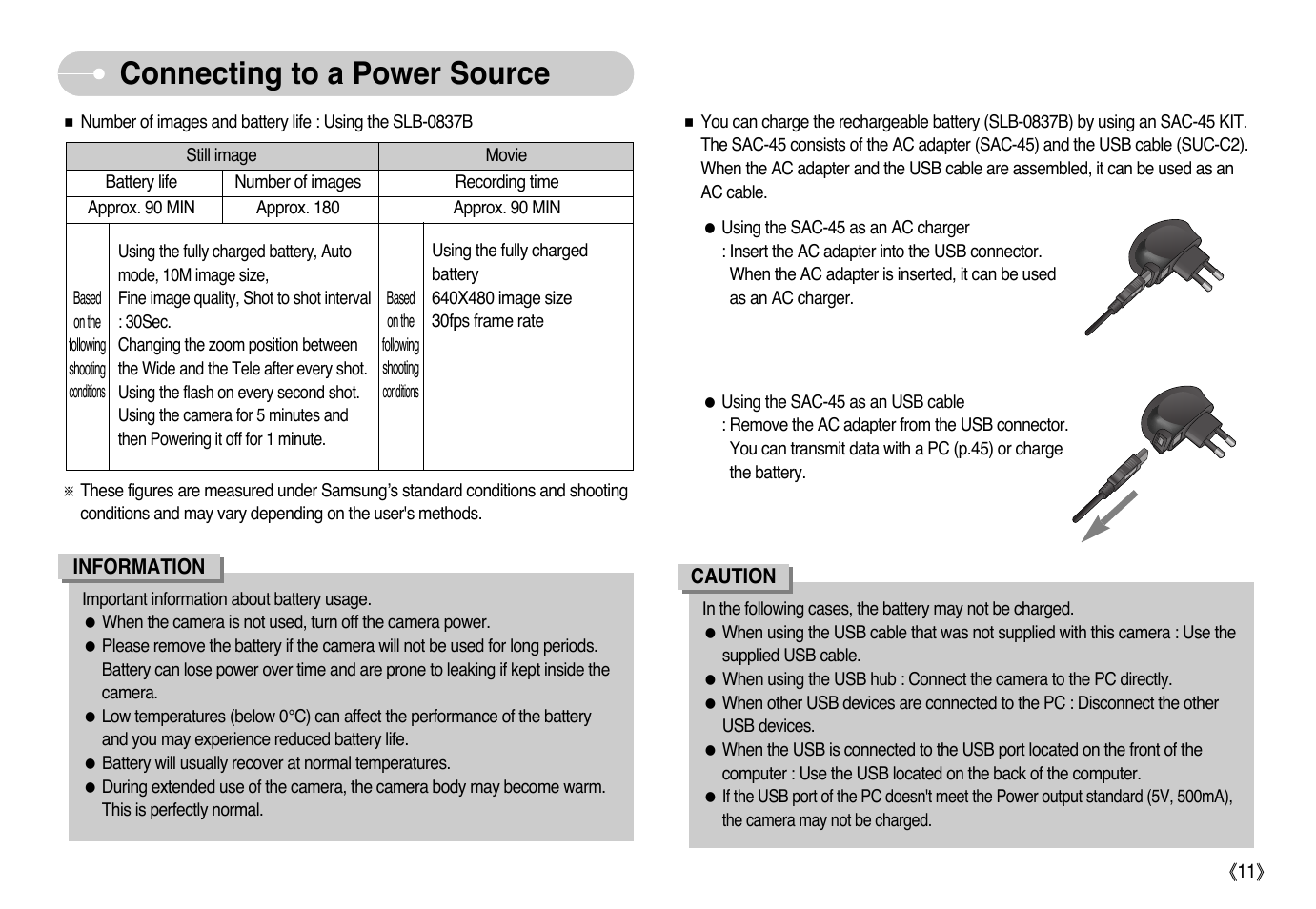 Connecting to a power source | Samsung NV10 User Manual | Page 12 / 74