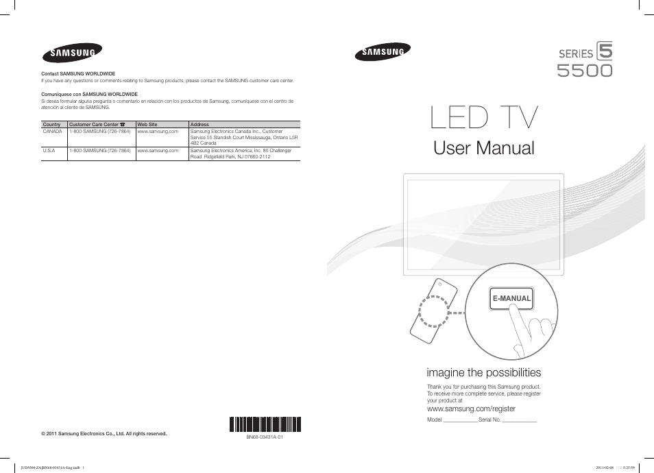 Samsung UN32D5500RFXZA User Manual | 19 pages