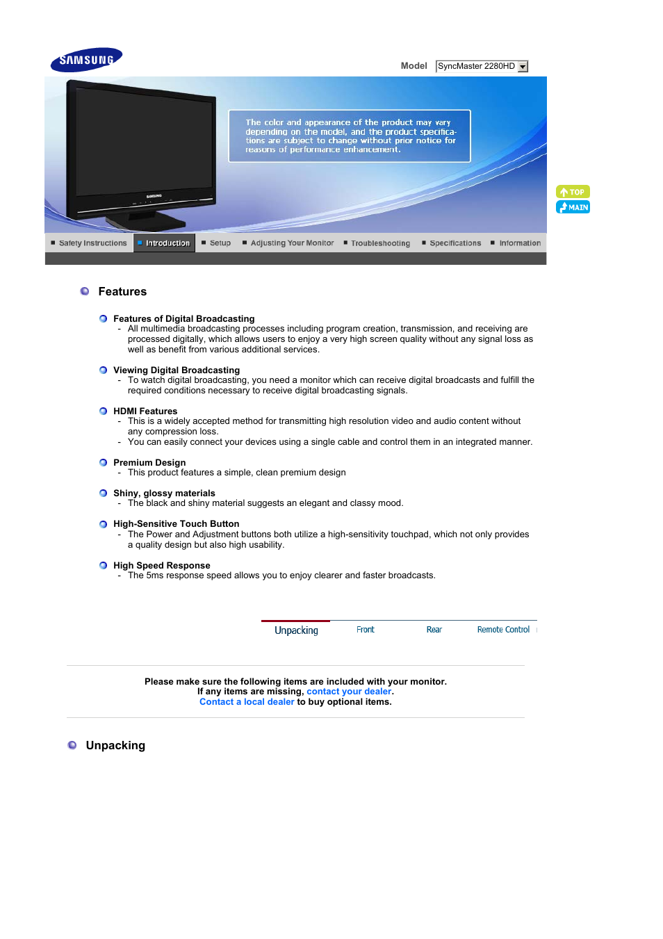 Unpacking | Samsung LS22CRNSF-XAA User Manual | Page 11 / 61