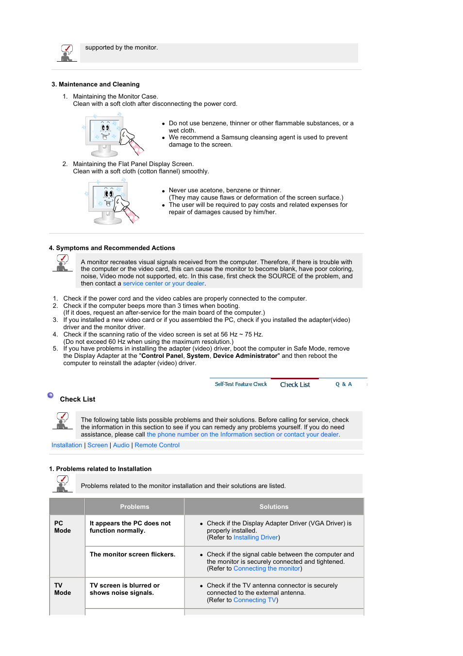 Check list | Samsung LS22CRNSF-XAA User Manual | Page 47 / 61
