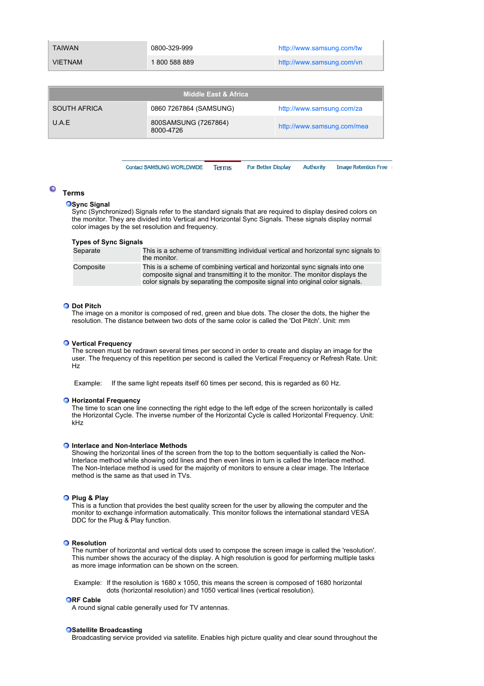 Terms | Samsung LS22CRNSF-XAA User Manual | Page 56 / 61
