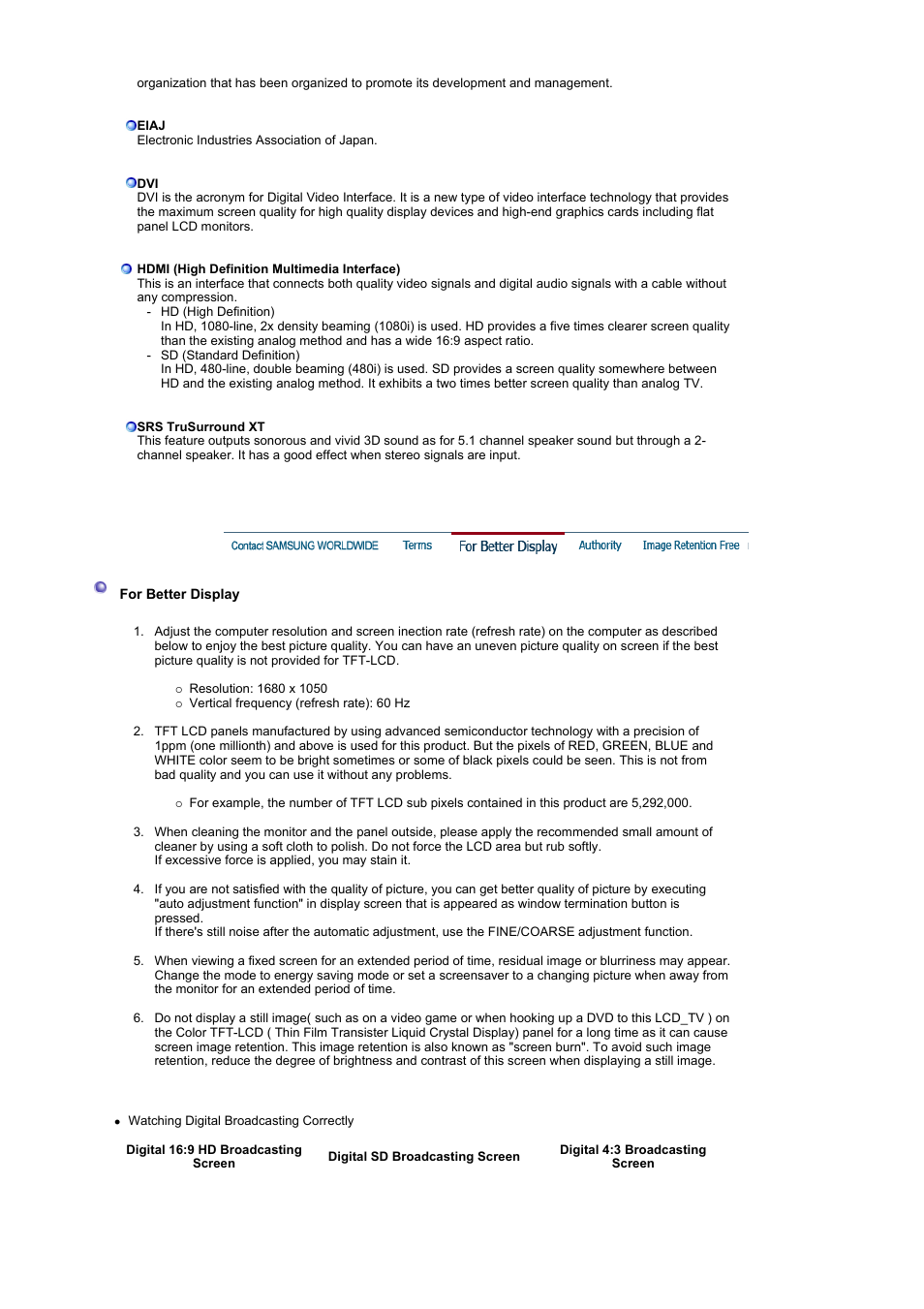 For better display | Samsung LS22CRNSF-XAA User Manual | Page 58 / 61