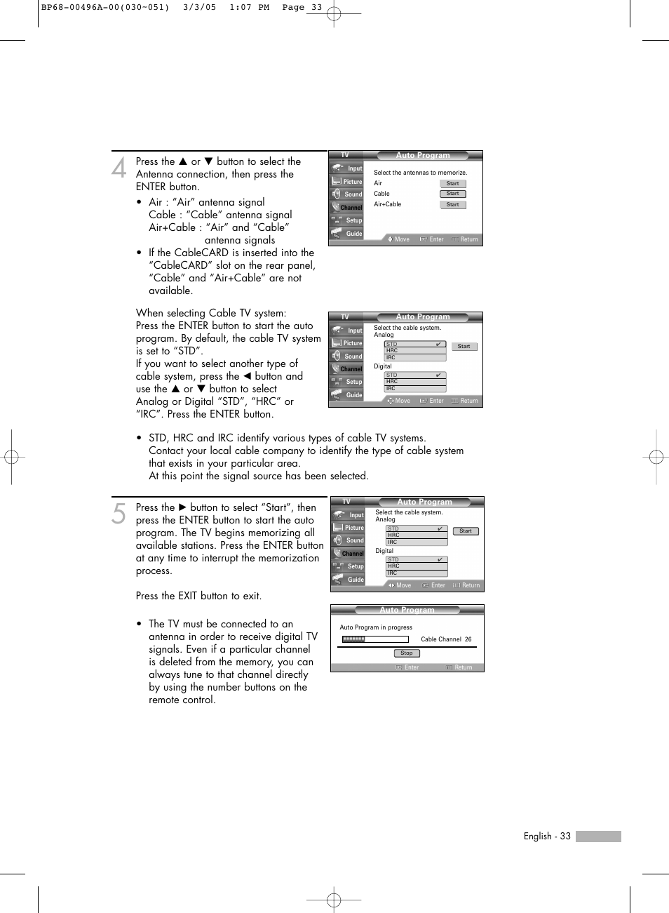 Samsung HLR4266WX-XAA User Manual | Page 33 / 108
