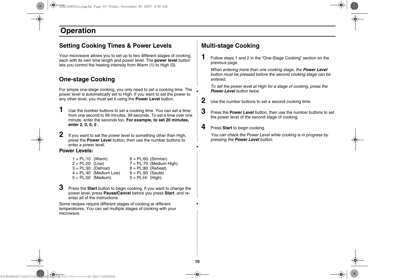 Operation | Amana AMC4080AAW User Manual | Page 10 / 44