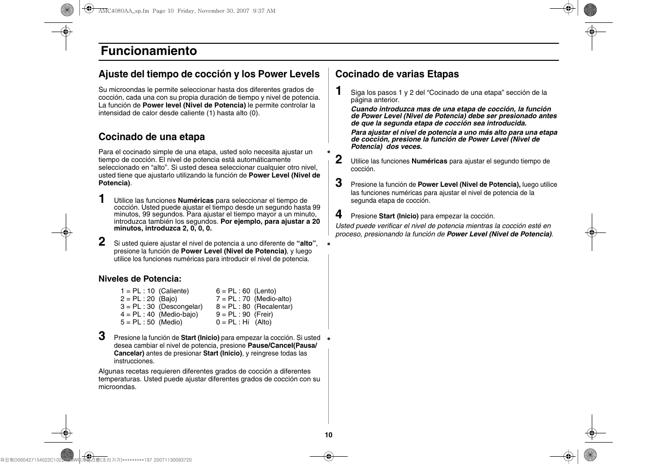 Funcionamiento | Amana AMC4080AAW User Manual | Page 32 / 44