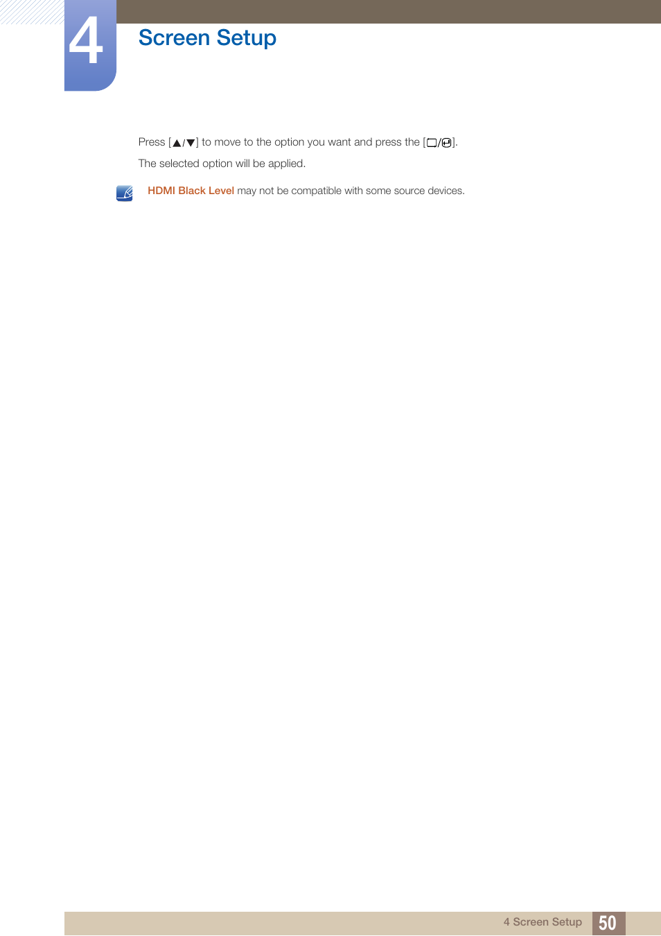 Screen setup | Samsung LS23A700DS-ZA User Manual | Page 50 / 88