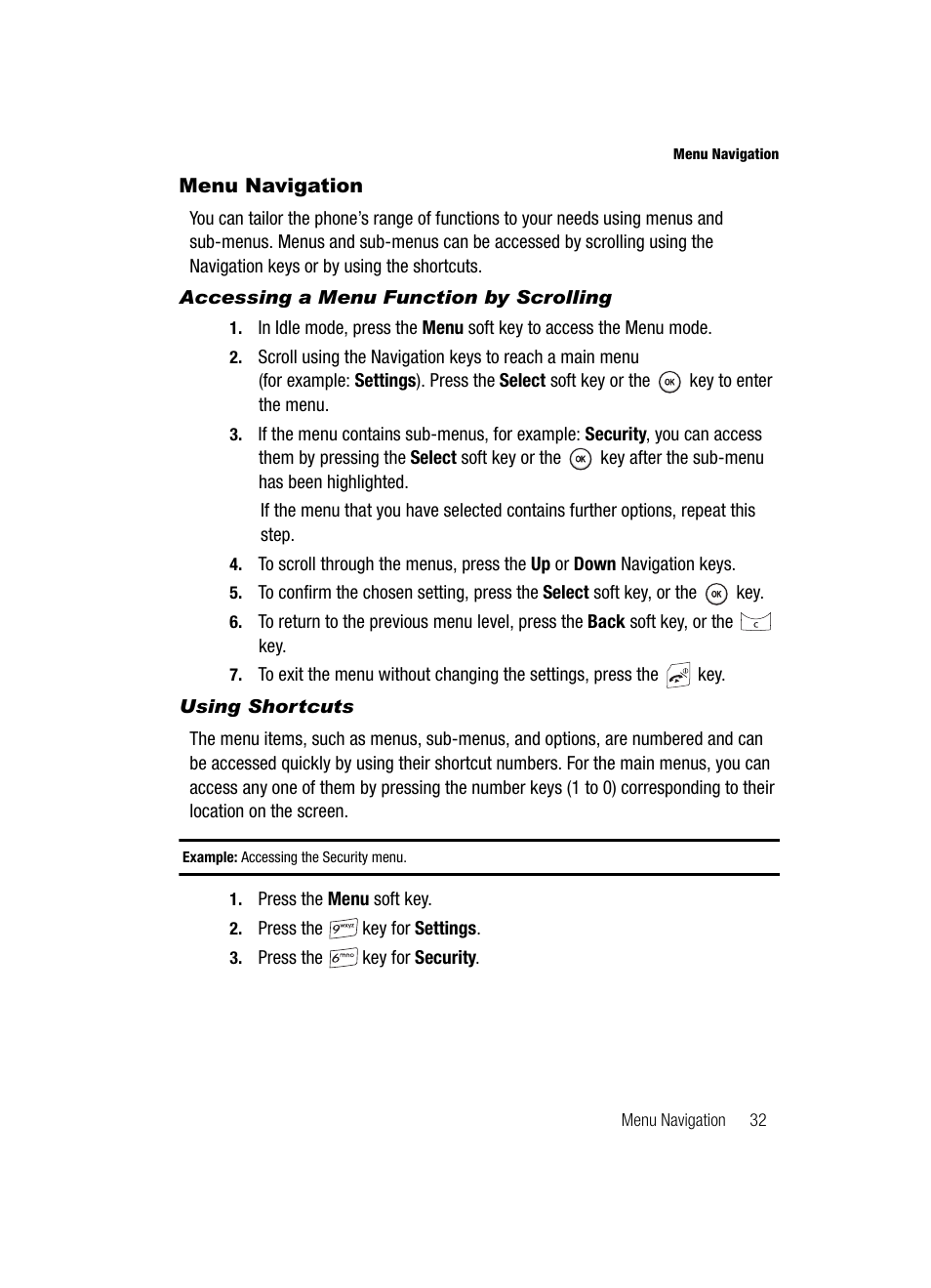 Menu navigation | Samsung SGH-T219SRBTMB User Manual | Page 40 / 133