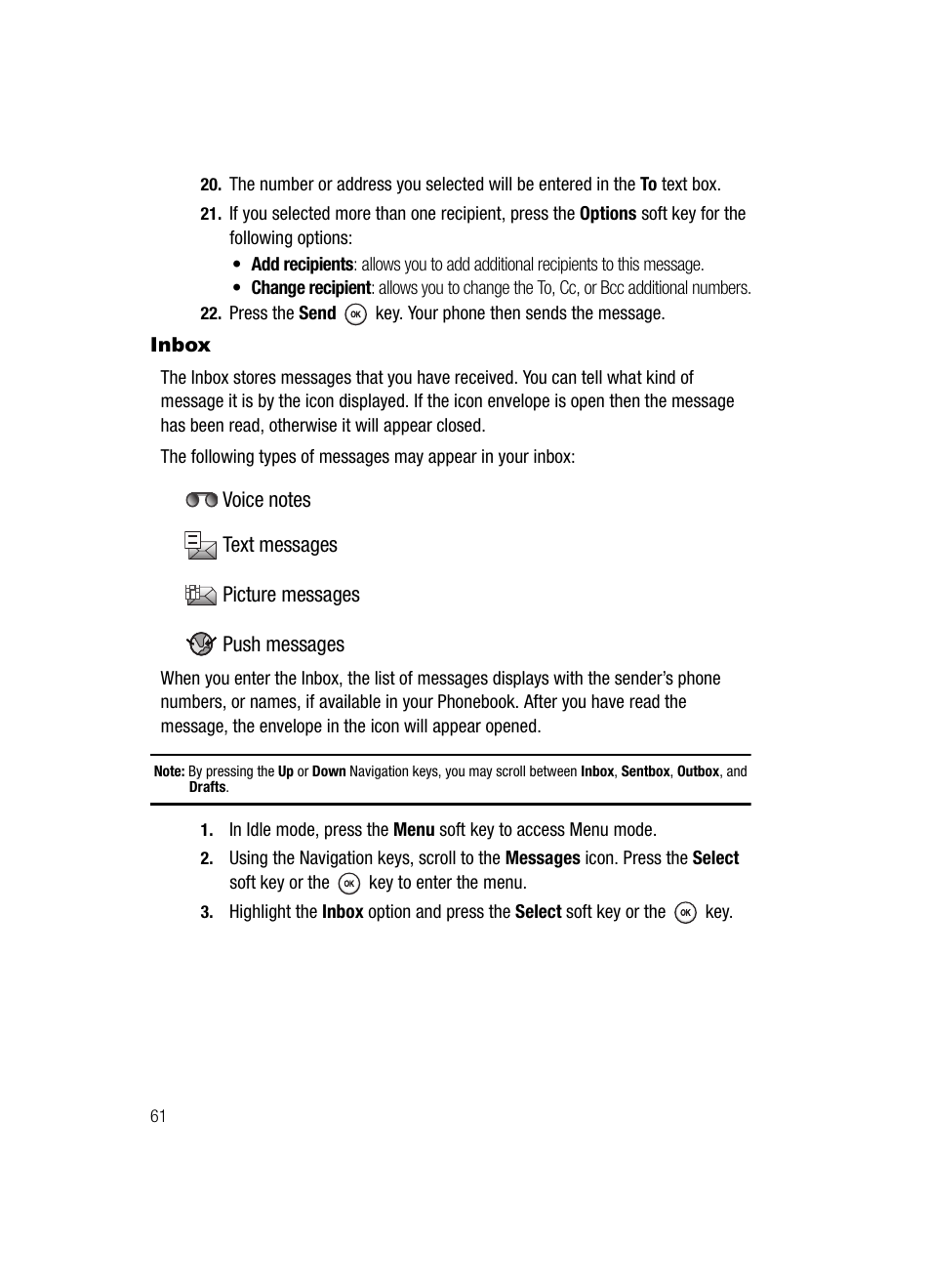 Inbox | Samsung SGH-T219SRBTMB User Manual | Page 64 / 133