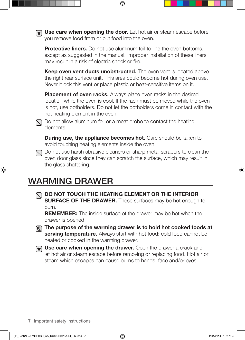 Warming drawer | Samsung NE597N0PBSR-AA User Manual | Page 8 / 72