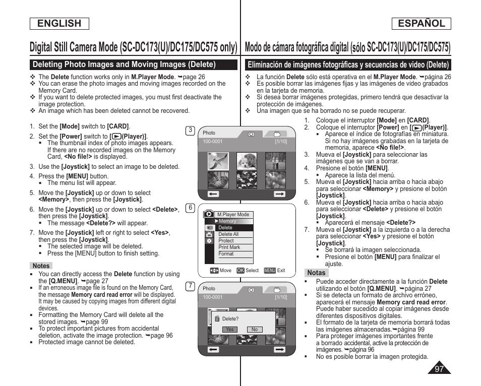 English español | Samsung SC-DC173U-XAA User Manual | Page 97 / 128