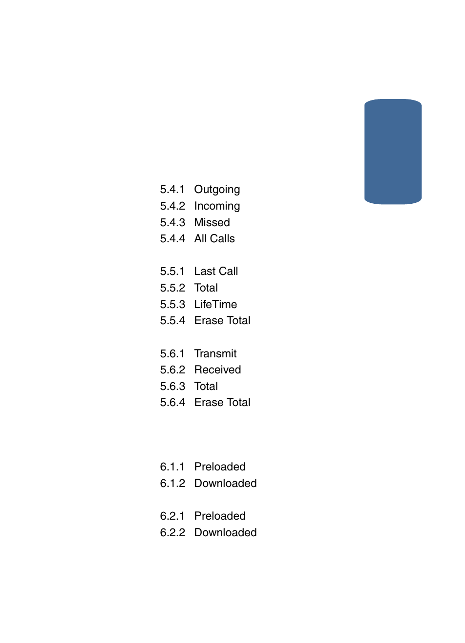 5calls, 6gallery | Samsung SCH-A645BKAATL User Manual | Page 61 / 220