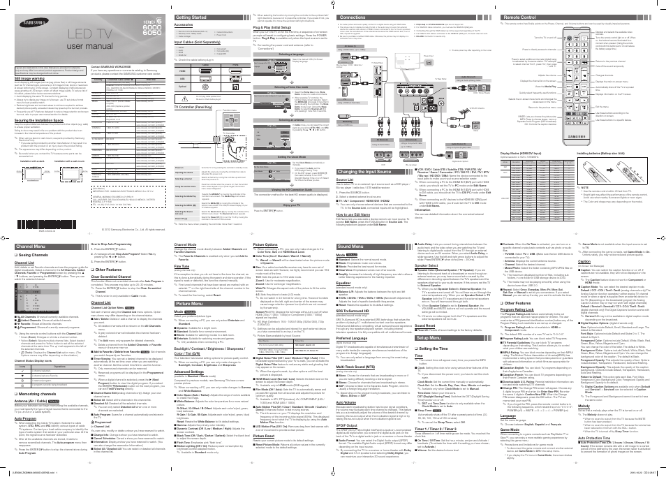 Samsung UN50EH6000FXZA User Manual | 2 pages