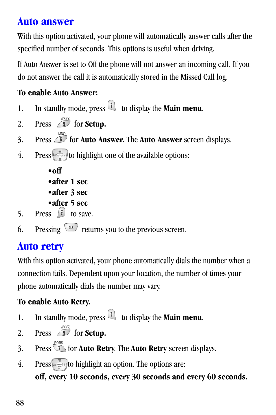 Auto answer, Auto retry | Samsung SCH-A530ZSVXAR User Manual | Page 100 / 137