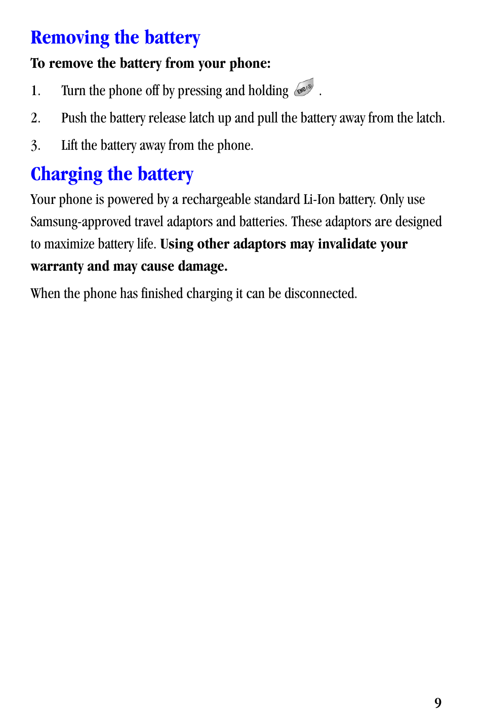 Removing the battery, Charging the battery | Samsung SCH-A530ZSVXAR User Manual | Page 21 / 137