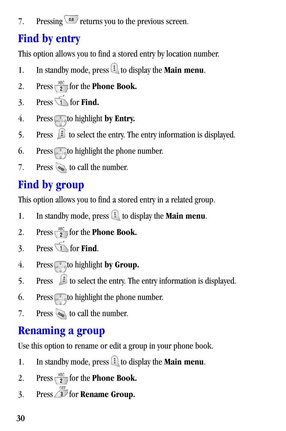 Find by entry, Find by group, Renaming a group | Samsung SCH-A530ZSVXAR User Manual | Page 42 / 137