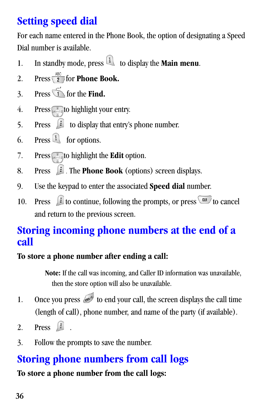 Setting speed dial, Storing phone numbers from call logs | Samsung SCH-A530ZSVXAR User Manual | Page 48 / 137