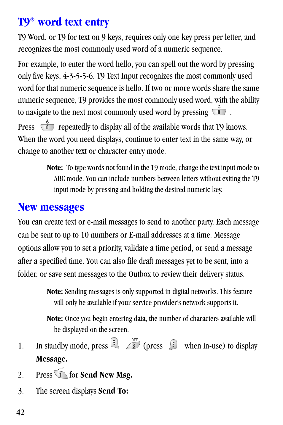 T9® word text entry, New messages, Word text entry | Samsung SCH-A530ZSVXAR User Manual | Page 54 / 137