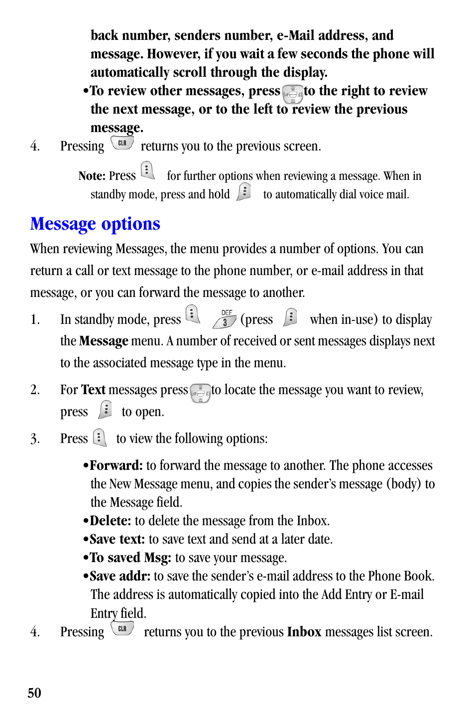 Message options | Samsung SCH-A530ZSVXAR User Manual | Page 62 / 137