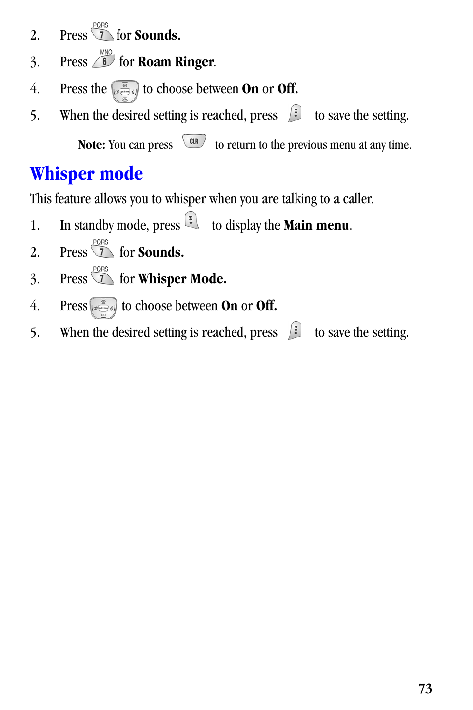 Whisper mode | Samsung SCH-A530ZSVXAR User Manual | Page 85 / 137