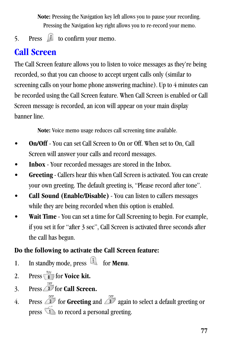 Call screen | Samsung SCH-A530ZSVXAR User Manual | Page 89 / 137