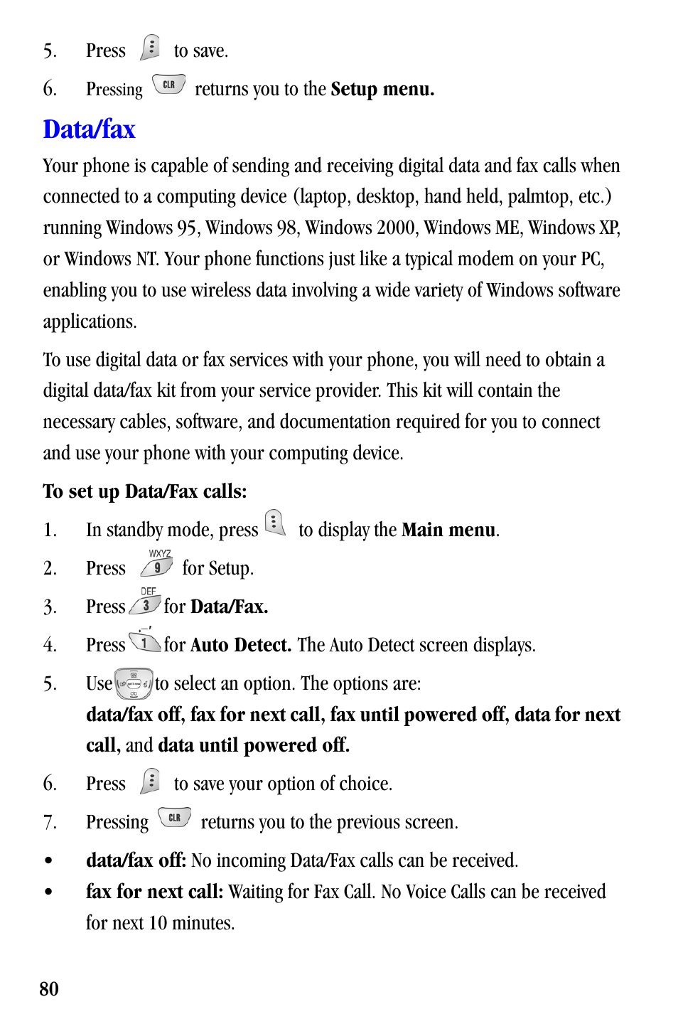 Data/fax | Samsung SCH-A530ZSVXAR User Manual | Page 92 / 137