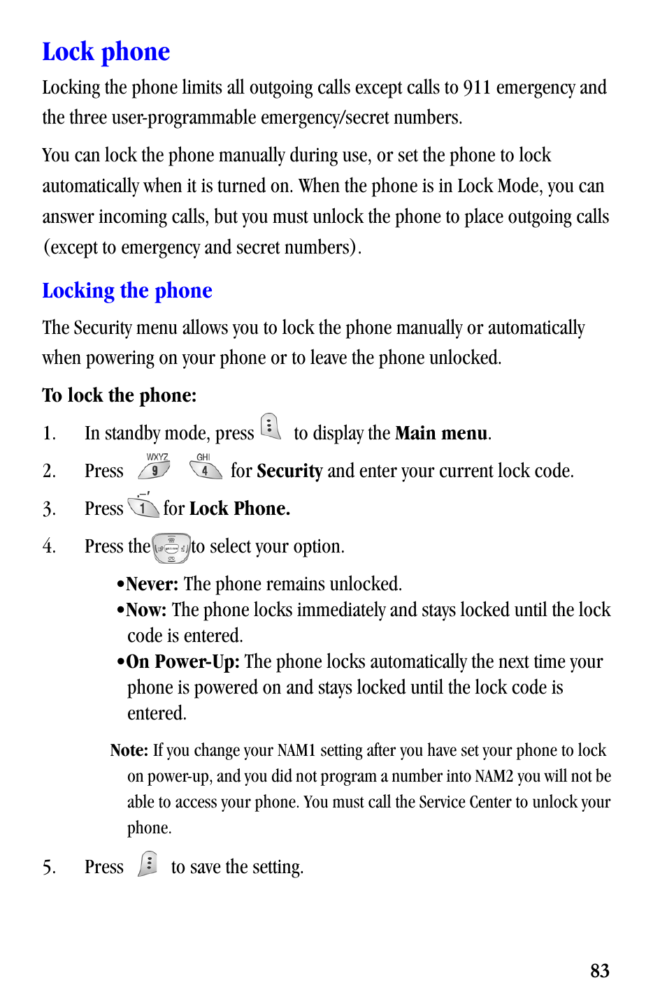 Lock phone | Samsung SCH-A530ZSVXAR User Manual | Page 95 / 137