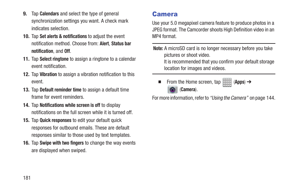 Camera | Samsung SGH-T699DABTMB User Manual | Page 186 / 353