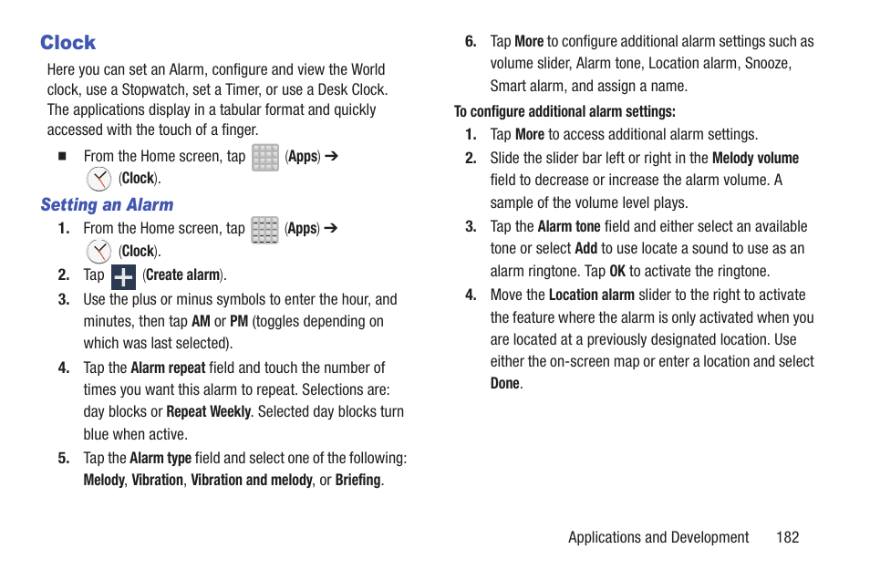 Clock | Samsung SGH-T699DABTMB User Manual | Page 187 / 353