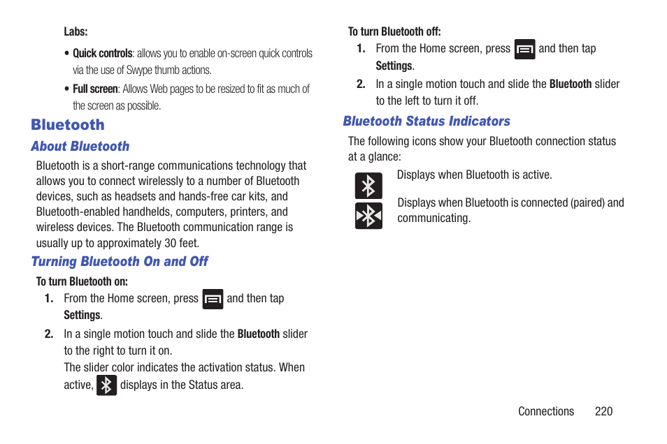 Bluetooth | Samsung SGH-T699DABTMB User Manual | Page 225 / 353