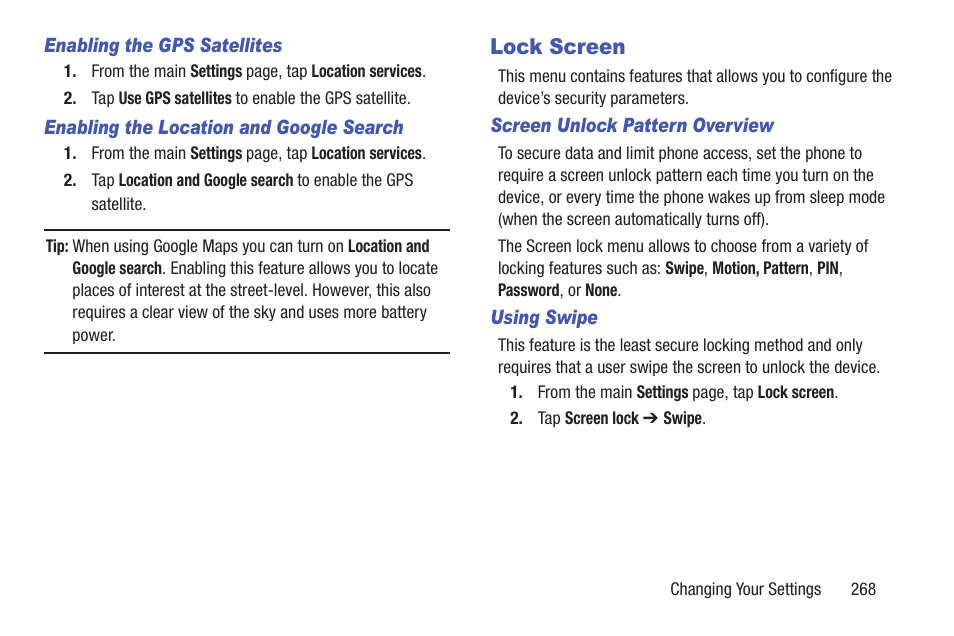 Lock screen | Samsung SGH-T699DABTMB User Manual | Page 273 / 353