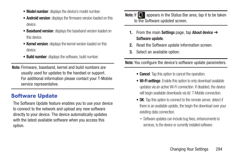 Software update | Samsung SGH-T699DABTMB User Manual | Page 299 / 353