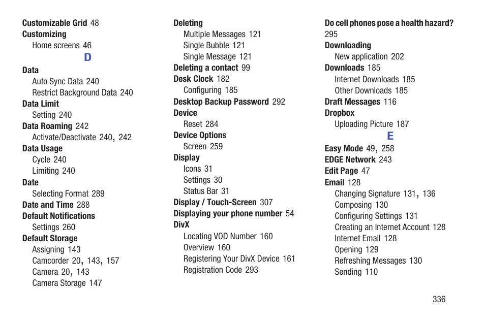 Samsung SGH-T699DABTMB User Manual | Page 341 / 353