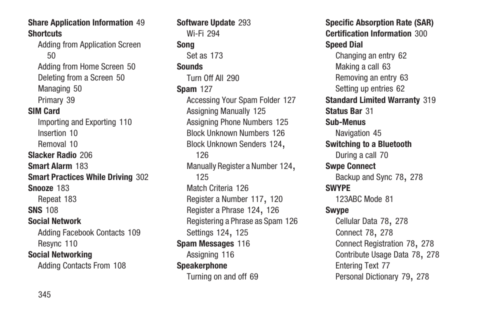 Samsung SGH-T699DABTMB User Manual | Page 350 / 353