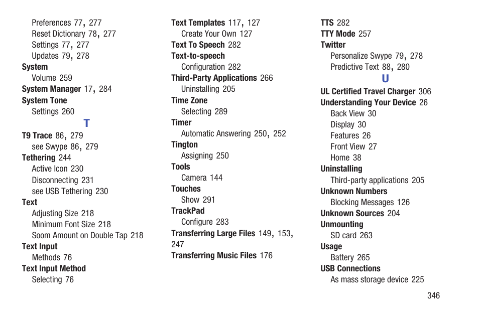 Samsung SGH-T699DABTMB User Manual | Page 351 / 353