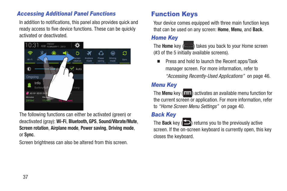 Function keys | Samsung SGH-T699DABTMB User Manual | Page 42 / 353