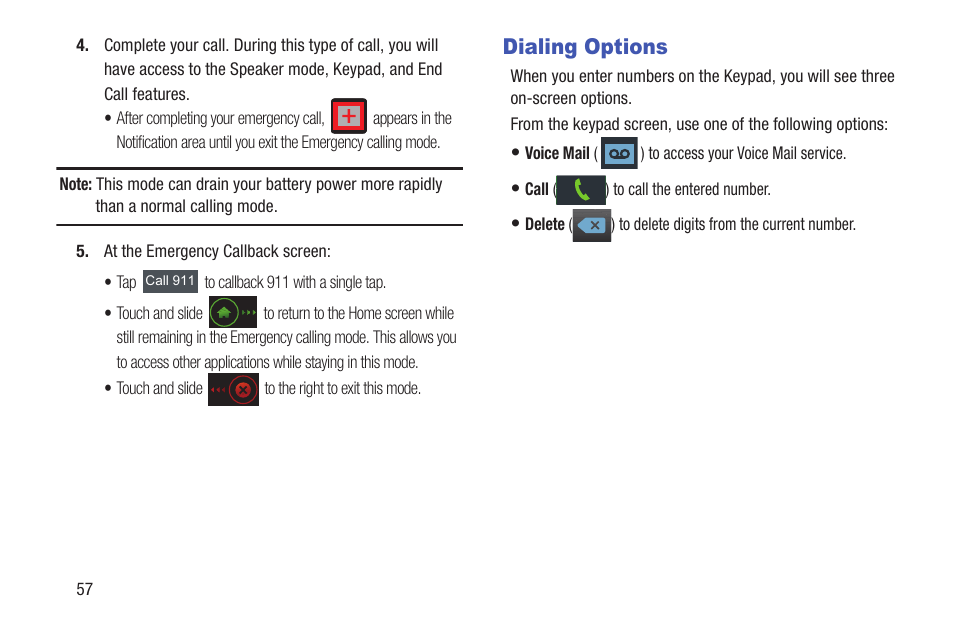 Dialing options | Samsung SGH-T699DABTMB User Manual | Page 62 / 353