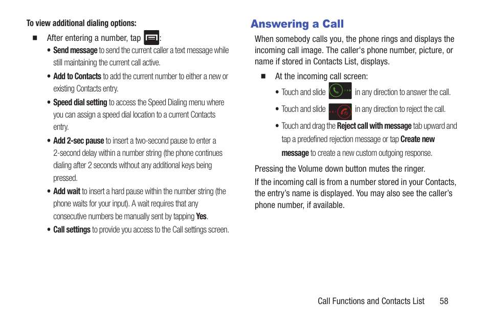 Answering a call | Samsung SGH-T699DABTMB User Manual | Page 63 / 353