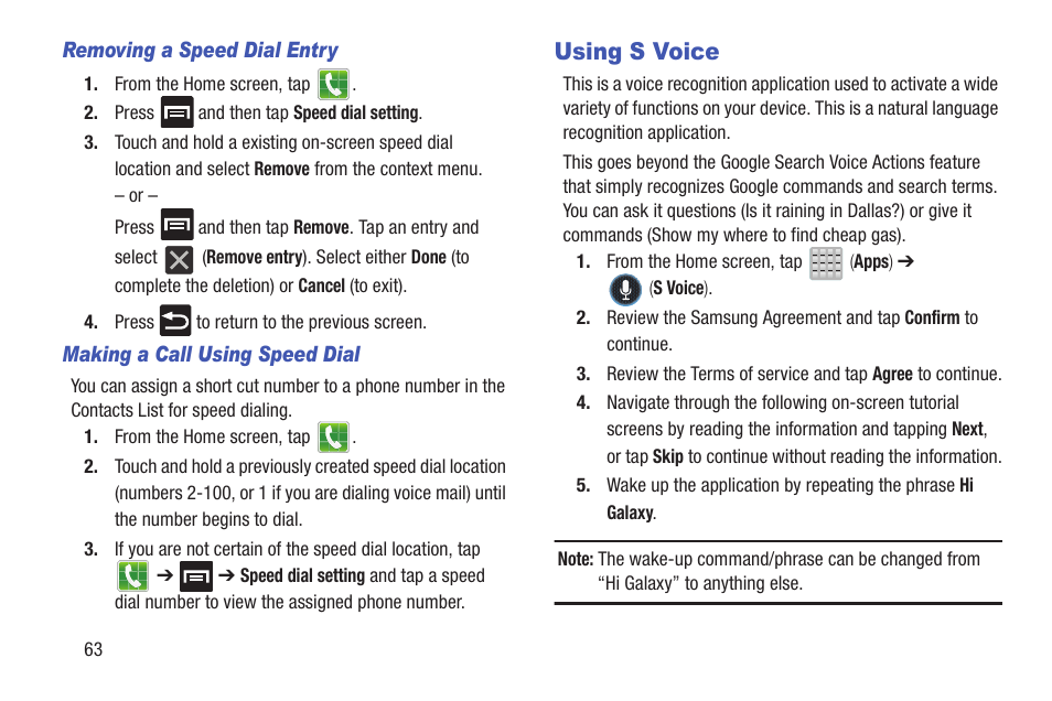 Using s voice | Samsung SGH-T699DABTMB User Manual | Page 68 / 353