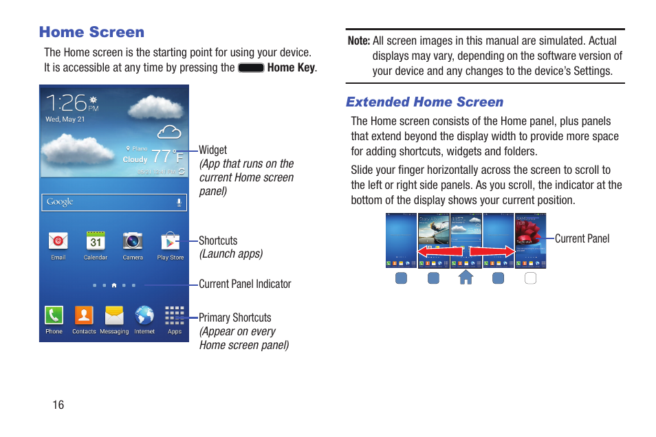 Home screen | Samsung SCH-I435ZKAXAR User Manual | Page 22 / 170