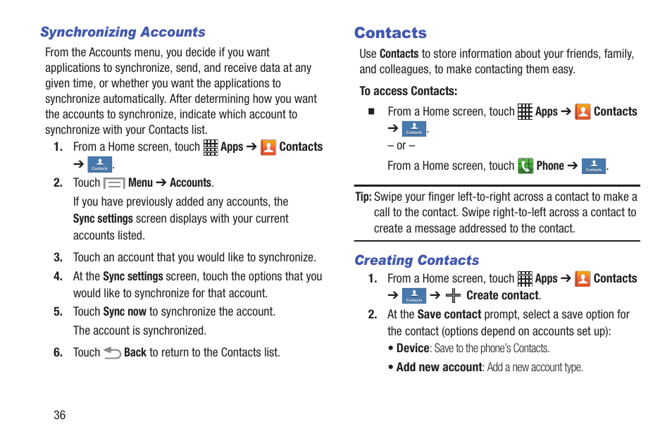 Contacts, For more information | Samsung SCH-I435ZKAXAR User Manual | Page 42 / 170