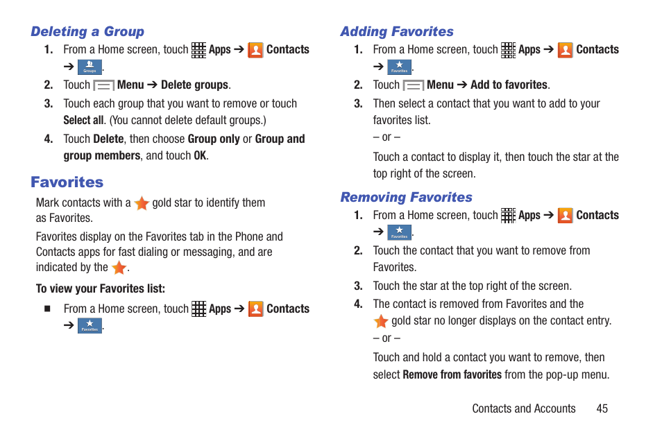 Favorites | Samsung SCH-I435ZKAXAR User Manual | Page 51 / 170