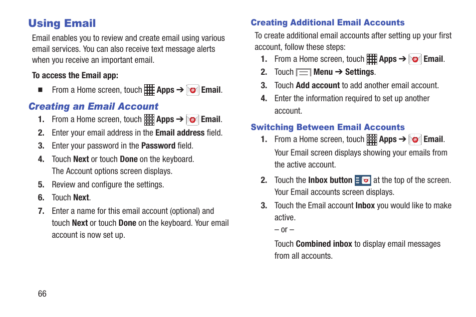 Using email, See “using email” on | Samsung SCH-I435ZKAXAR User Manual | Page 72 / 170