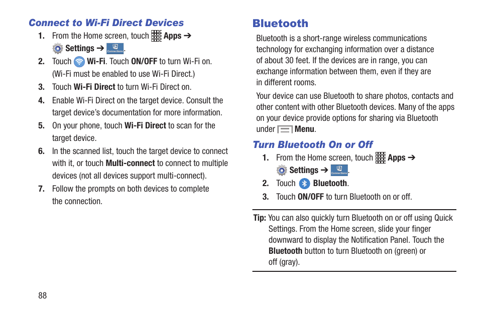 Bluetooth, Off. for more information | Samsung SCH-I435ZKAXAR User Manual | Page 94 / 170