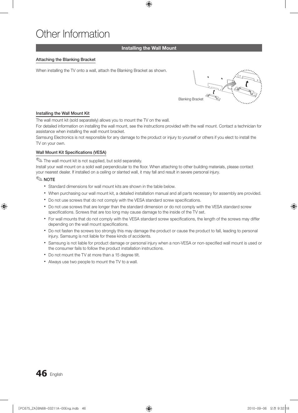 Other information | Samsung PN50C675G6FXZA User Manual | Page 46 / 55