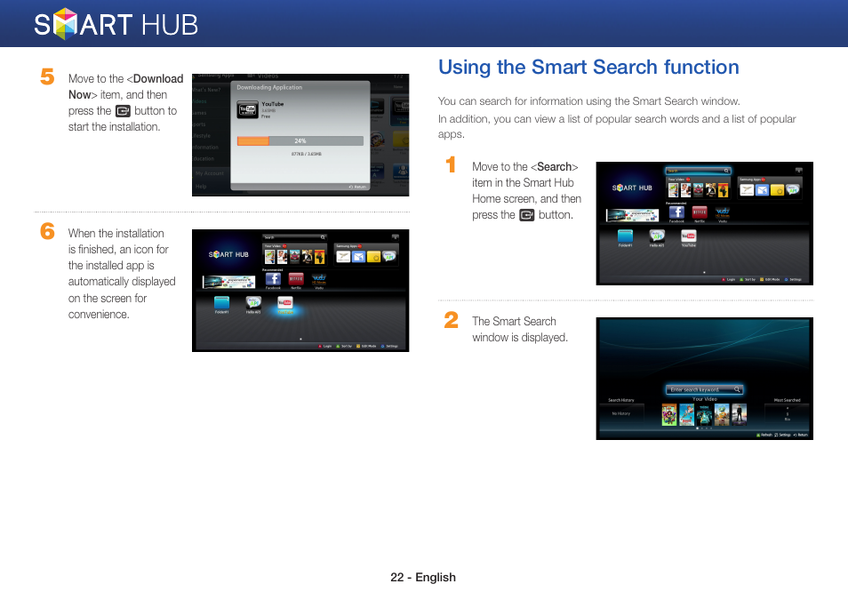 Using the smart search function | Samsung BD-EM57C-ZA User Manual | Page 22 / 23