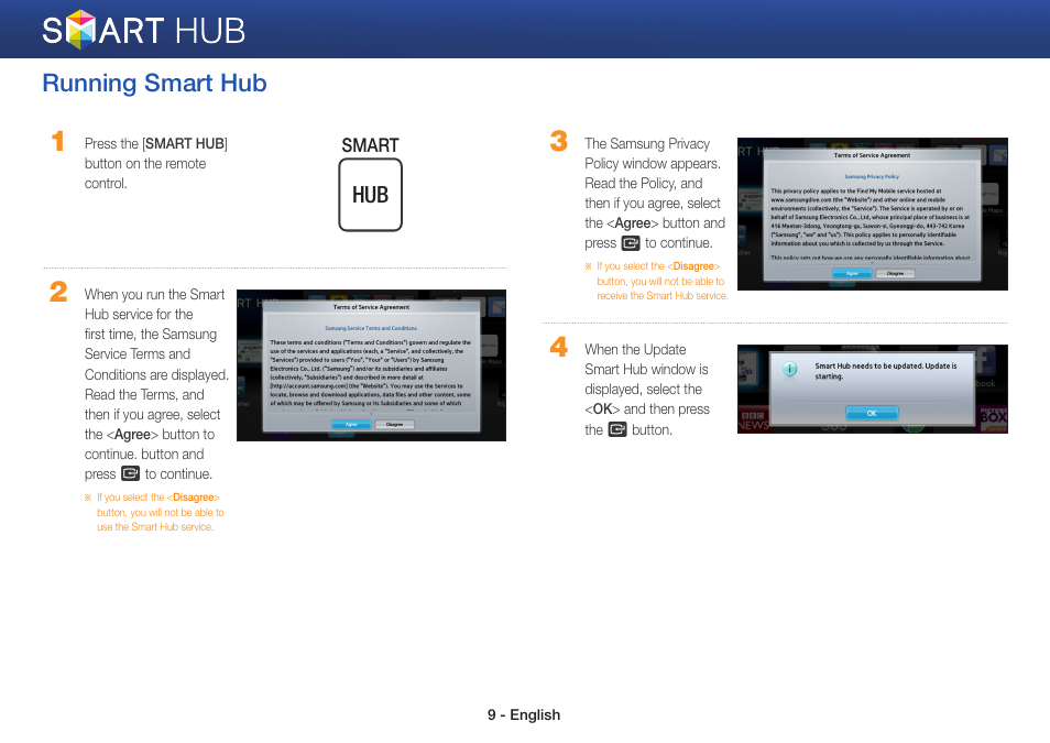 Running smart hub | Samsung BD-EM57C-ZA User Manual | Page 9 / 23