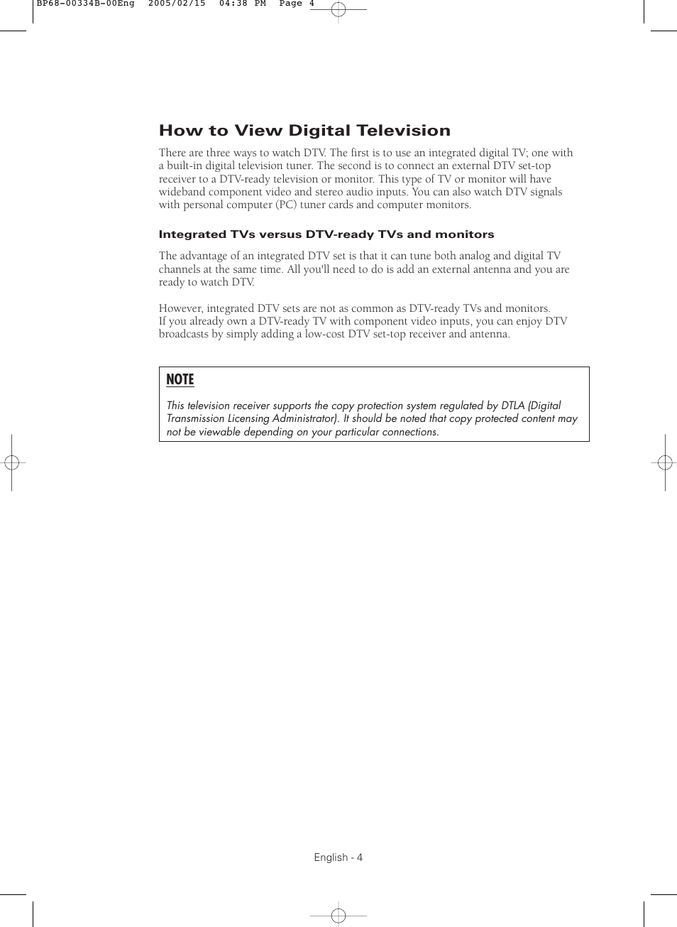 How to view digital television | Samsung HCR4245WX-XAA User Manual | Page 4 / 80