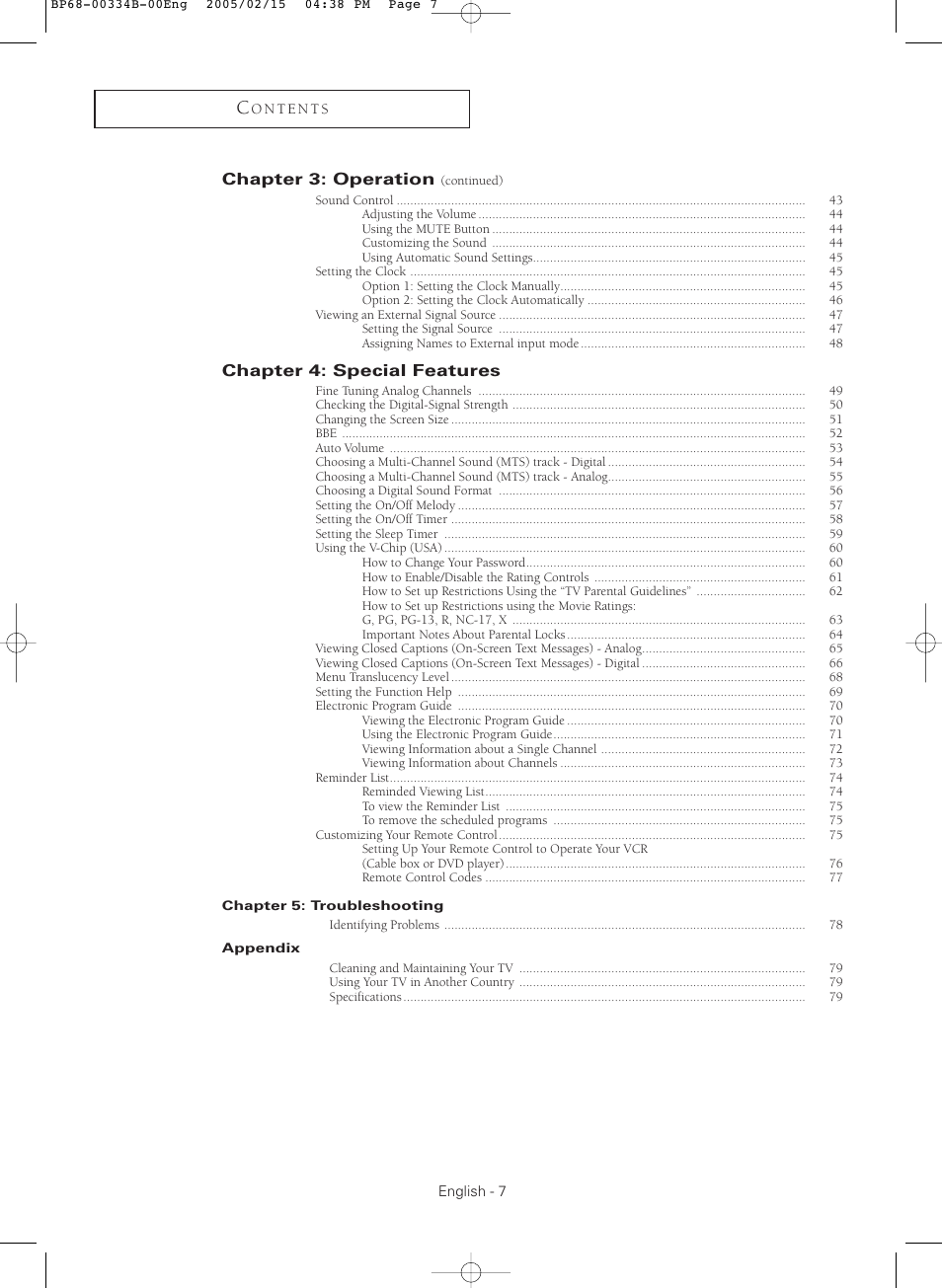 Samsung HCR4245WX-XAA User Manual | Page 7 / 80